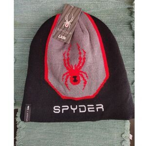 NWT Spyder x Lids Knit Beanie - Black/Red/Grey - One Size